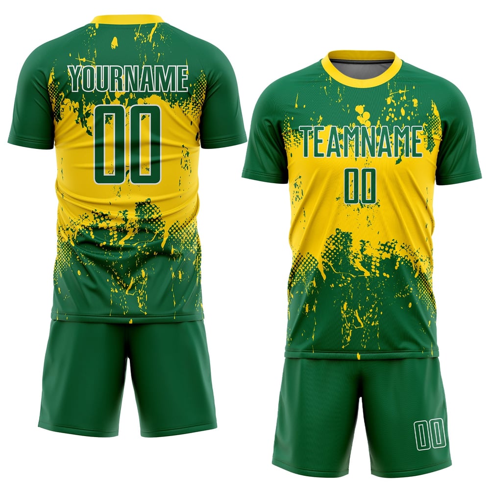 Jersey Green Green-Gold Custom Uniform Soccer Sublimation