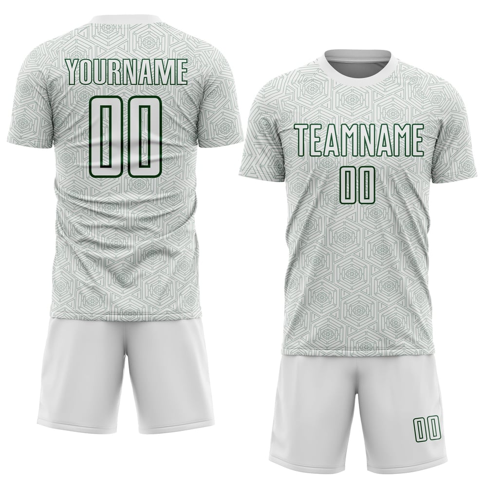 Maglia da calcio personalizzata con forma geometrica, uniforme sportiva verde, bianca
