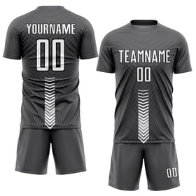 Maillot de football personnalisé à sublimation avec flèches grises, blanches et noires