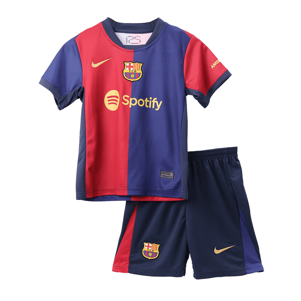 Kinder Barcelona Heimtrikot+Kurze Hosen 2024/25