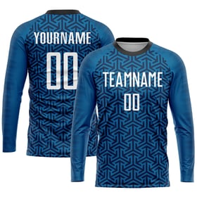 White-Black Blue Soccer Uniform Sublimation Jersey Custom