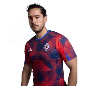 Damen Cruz Azul 2025/26 Drittes Aufwärmshirt – Rot/Marineblau