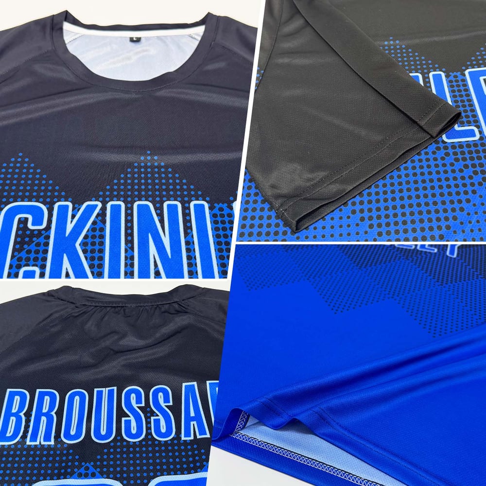Uniform Soccer Blue Black Jersey Sublimation Custom Royal-Light