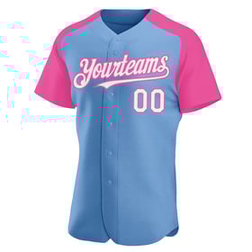 Light White-Pink Custom Sleeves Baseball Blue Raglan Authentic Jersey
