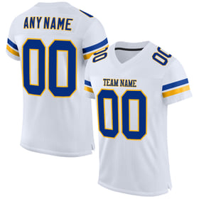 Football Authentic White Custom Mesh Jersey Royal-Gold