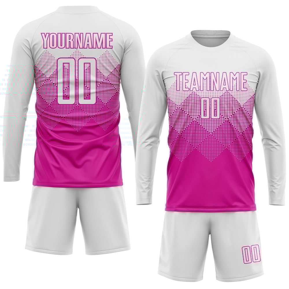 Soccer White Custom Deep Jersey Pink Sublimation Uniform