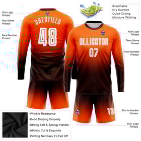 Sublimation Soccer Fade Uniform Sleeve White-Brown Orange Custom Jersey Long Fashion