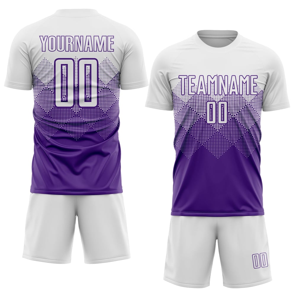 Maglia da calcio personalizzata viola bianca con stampa sublimatica