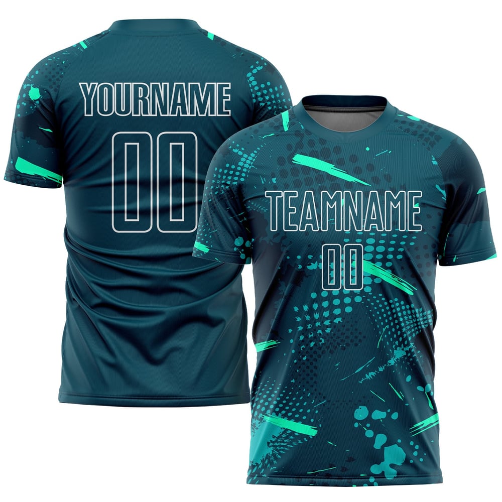 Green-Teal Uniform Jersey Soccer Sublimation Custom Green