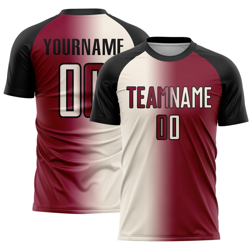 Sublimation Fußball Gradient Maroon Fashion Jersey Custom Uniform Creme-Schwarz