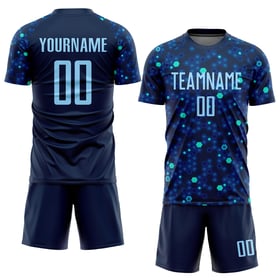 Uniforme de fútbol personalizado con camiseta ligera de sublimación azul marino real