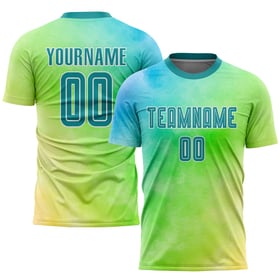 Custom Dye Jersey Teal-White Soccer Tie Sublimation Uniform