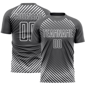 Maillot de football personnalisé à sublimation, lignes diagonales grises et blanches