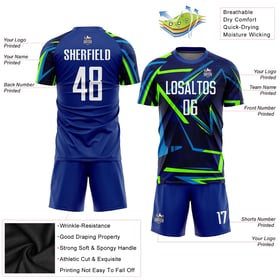 Soccer Sublimation White-Neon Custom Green Uniform Jersey Royal