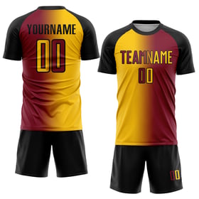 Uniform Gelb-Schwarz Gradienten Jersey Custom Fashion Fußball Sublimation Crimson