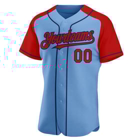 Red-Navy Light Sleeves Baseball Jersey Blue Authentic Raglan Custom