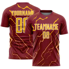 Maglia uniforme da calcio Crimson Gold-White Lightning personalizzata per sport