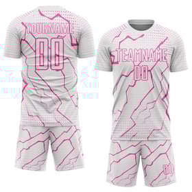 Maglia da calcio personalizzata White Lightning, stampata a sublimazione, colore rosa sportivo
