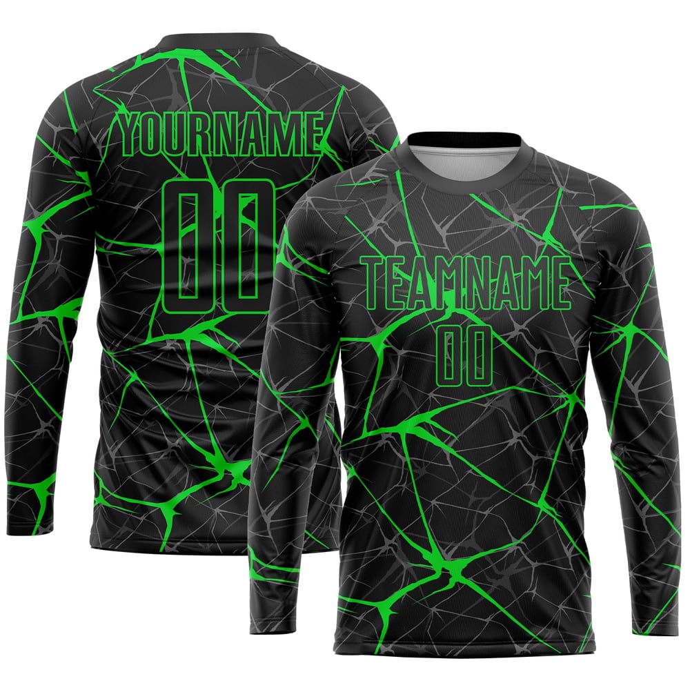 Uniform Soccer Black Neon Jersey Custom Green Sublimation