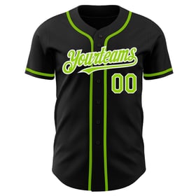Maglia da baseball personalizzata autentica verde-bianca, nera neon