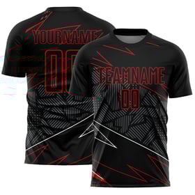 Uniform Custom Jersey Soccer Lines Sublimation Red Black