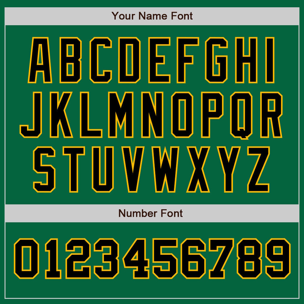 Jersey Kelly auténtico de béisbol verde personalizado en dos tonos negro y dorado