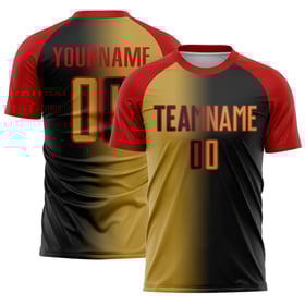 Fußballmode Uniform Trikot Schwarz Alt Farbverlauf Custom Sublimation Gold-Rot