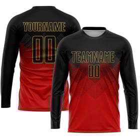 Custom Red Sublimation Uniform Jersey Gold Soccer Black-Old