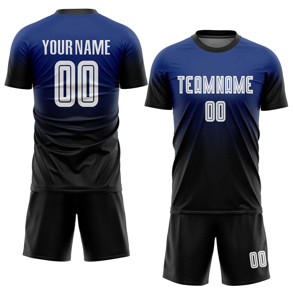 Fade Soccer Custom Jersey White-Black Royal Uniform Sublimation Fashion