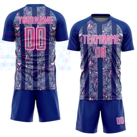 Camiseta de flores de sublimación rosa-blanca, uniforme de fútbol personalizado real