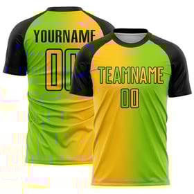 Mode Fußball Sublimation Jersey Grün Neon Gelb-Schwarz Custom Uniform Gradienten
