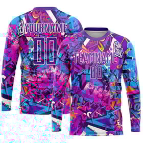 Soccer Pattern Sublimation Custom Uniform Graffiti Purple-White Jersey