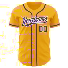 Camiseta de béisbol auténtica personalizada, color dorado, morado y blanco