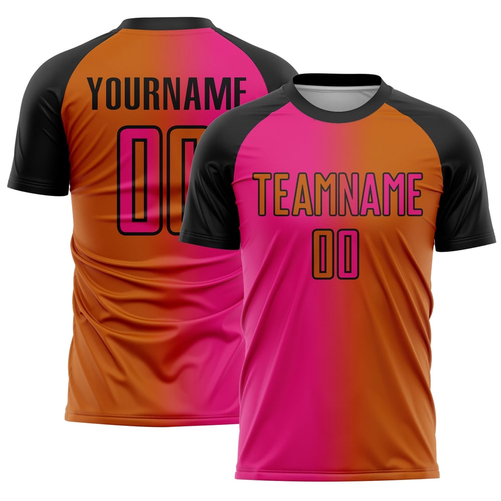 Orange Uniform Hot Gradient Sublimation Mode Texas Custom Pink-Schwarz Jersey Fußball