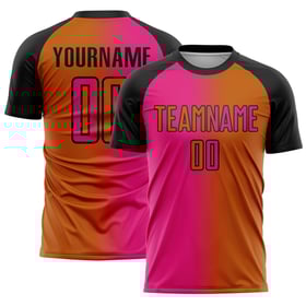 Orange Uniform Hot Gradient Sublimation Mode Texas Custom Pink-Schwarz Jersey Fußball
