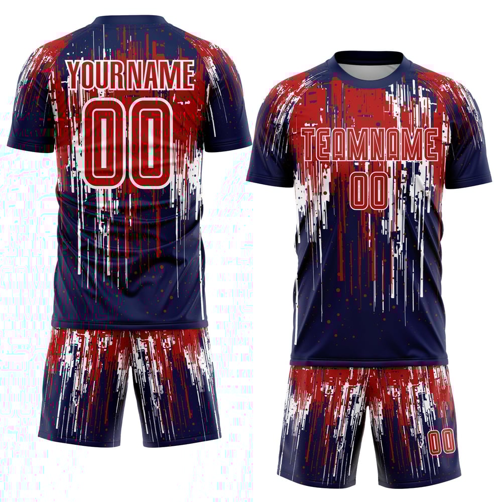 Maillot de football personnalisé à sublimation rouge royal et blanc
