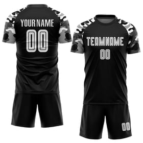 Soccer Uniform Custom Sublimation White-Camo Jersey Black