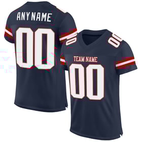 Custom Football Navy Mesh White-Red Jersey Authentic