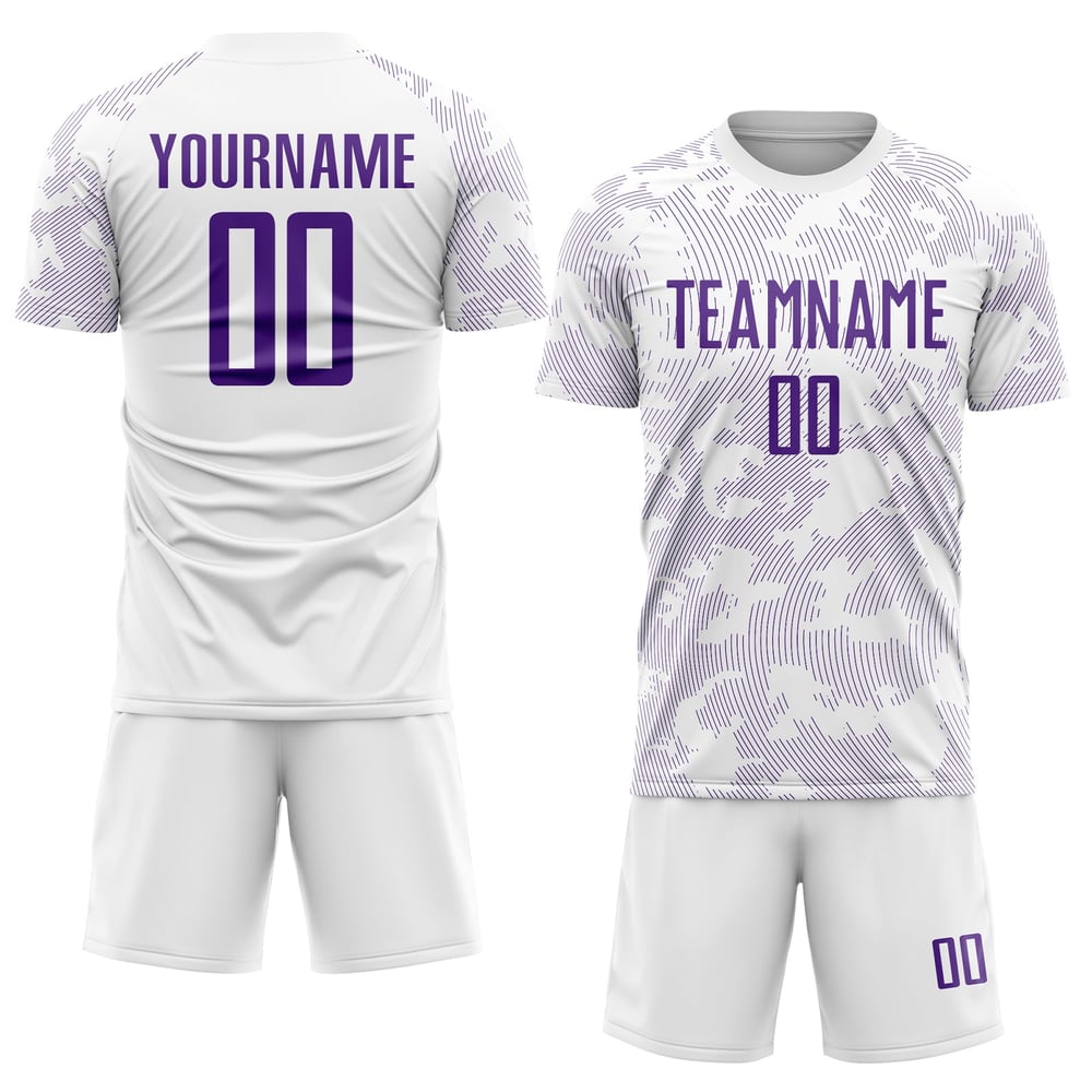 Sublimation Jersey Soccer Uniform White Purple Custom