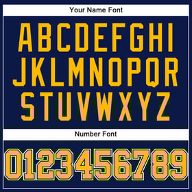 Camiseta de béisbol auténtica azul marino dorada y blanca personalizada