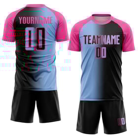 Gradient Sublimation Fußball Jersey Schwarz Licht Uniform Custom Fashion Blau-Pink