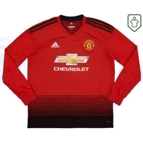 Men's Manchester United 2018/19 Home Retro Long Sleeve Shirt Lukaku #9