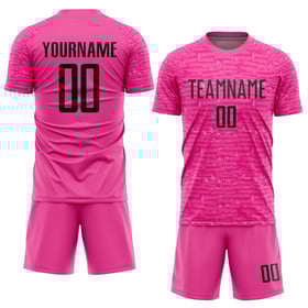 Maillot de football personnalisé rose et noir par sublimation