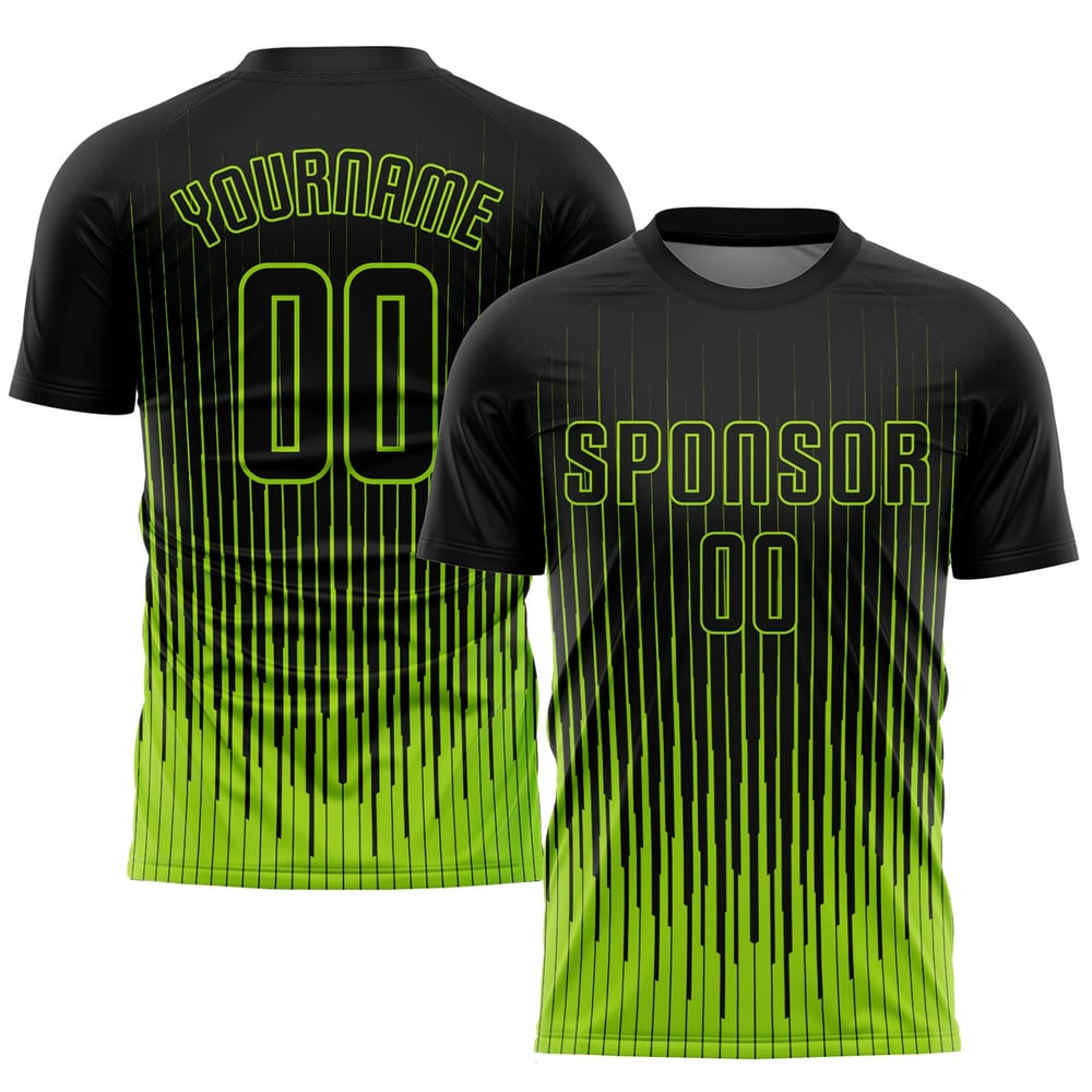 Uniform Grön Neon Jersey Sublimering Anpassad Svart Fotboll