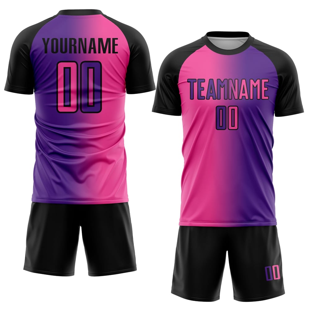 Mode Gradienten Jersey Rosa-Schwarz Fußball Lila Custom Sublimation Uniform