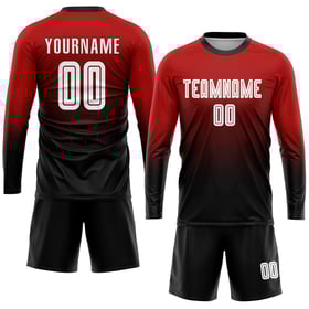 Jersey Soccer Uniform Custom Red Fade Fashion Sublimation White-Black