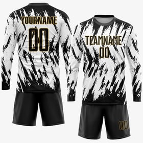 White Black-Old Soccer Uniform Jersey Sublimation Gold Custom