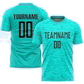 Black Soccer Aqua Custom Jersey Sublimation Uniform