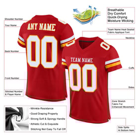 Custom White-Gold Authentic Mesh Jersey Red Football