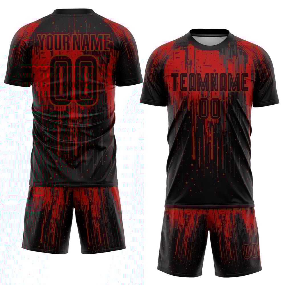 Soccer Jersey Black Sublimation Red Custom Uniform